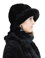 KNITTED REX RABBIT FUR HAT W/ ADJUSTABLE BRIM - from THE REAL FUR DEAL & DAVID APPEL FURS new and pre-owned online fur store!