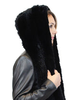 KNITTED REX RABBIT FUR HOODED INFINITY SCARF / NECK WARMER - from THE REAL FUR DEAL & DAVID APPEL FURS new and pre-owned online fur store!