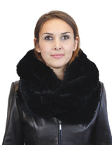 KNITTED REX RABBIT FUR HOODED INFINITY SCARF / NECK WARMER - from THE REAL FUR DEAL & DAVID APPEL FURS new and pre-owned online fur store!