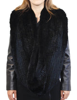 KNITTED REX RABBIT FUR HOODED INFINITY SCARF / NECK WARMER - from THE REAL FUR DEAL & DAVID APPEL FURS new and pre-owned online fur store!