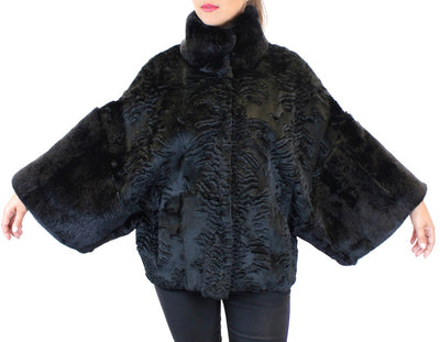 BLACK REX RABBIT FUR KIMONO JACKET - from THE REAL FUR DEAL & DAVID APPEL FURS new and pre-owned online fur store!