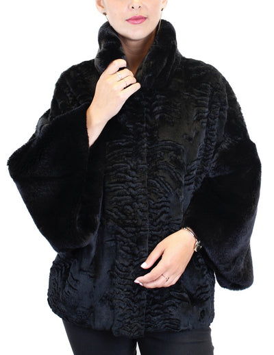 BLACK REX RABBIT FUR KIMONO JACKET - from THE REAL FUR DEAL & DAVID APPEL FURS new and pre-owned online fur store!