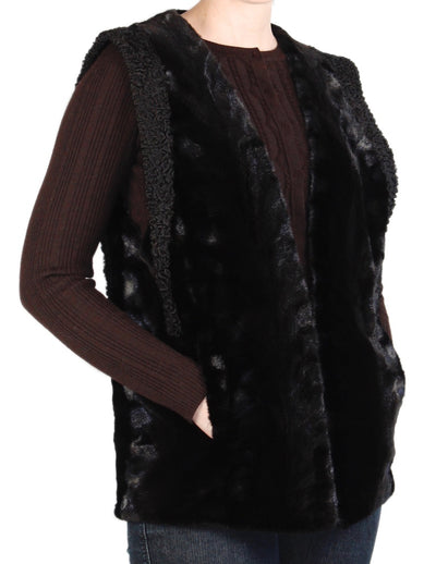 MEDIUM BLACK SHEARED MINK FUR & PERSIAN LAMB VEST - from THE REAL FUR DEAL & DAVID APPEL FURS new and pre-owned online fur store!