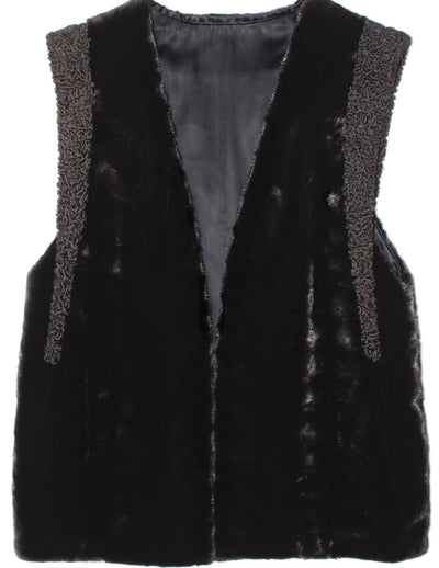 MEDIUM BLACK SHEARED MINK FUR & PERSIAN LAMB VEST - from THE REAL FUR DEAL & DAVID APPEL FURS new and pre-owned online fur store!