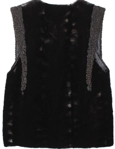 MEDIUM BLACK SHEARED MINK FUR & PERSIAN LAMB VEST - from THE REAL FUR DEAL & DAVID APPEL FURS new and pre-owned online fur store!