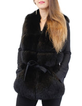 BLACK SHEARED MINK & FOX FUR CONVERTIBLE VEST, SCARF - from THE REAL FUR DEAL & DAVID APPEL FURS new and pre-owned online fur store!
