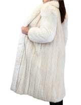 PRE-OWNED MEDIUM/LARGE LONG BLUSH MINK & LIGHT FOX FUR COAT - LIGHTWEIGHT! - from THE REAL FUR DEAL & DAVID APPEL FURS new and pre-owned online fur store!