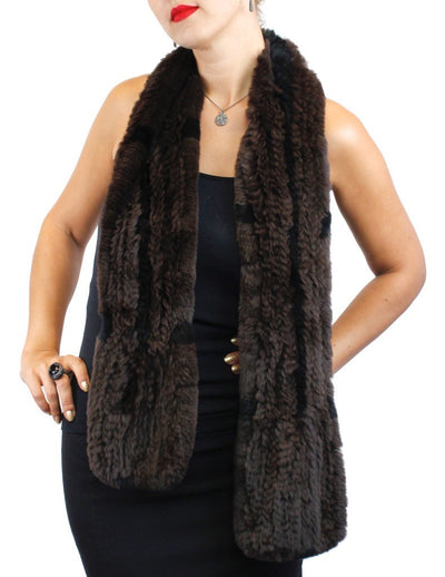 KNITTED REX RABBIT FUR SCARF - from THE REAL FUR DEAL & DAVID APPEL FURS new and pre-owned online fur store!