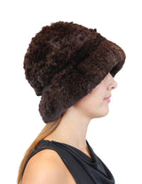 KNITTED REX RABBIT FUR HAT W/ ADJUSTABLE BRIM - from THE REAL FUR DEAL & DAVID APPEL FURS new and pre-owned online fur store!