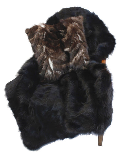 BROWN SILVER FOX FUR PILLOW REVERSIBLE TO DARK SHEARED MINK - from THE REAL FUR DEAL & DAVID APPEL FURS new and pre-owned online fur store!