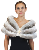 RARE BEIGE CHINCHILLA FUR STOLE W/ BEIGE MINK FUR INSERTS - from THE REAL FUR DEAL & DAVID APPEL FURS new and pre-owned online fur store!