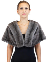 GUN METAL BLUE IRIS FEMALE MINK FUR STOLE/CAPELET - from THE REAL FUR DEAL & DAVID APPEL FURS new and pre-owned online fur store!