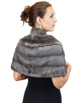 GUN METAL BLUE IRIS FEMALE MINK FUR STOLE/CAPELET - from THE REAL FUR DEAL & DAVID APPEL FURS new and pre-owned online fur store!