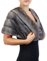 GUN METAL BLUE IRIS FEMALE MINK FUR STOLE/CAPELET - from THE REAL FUR DEAL & DAVID APPEL FURS new and pre-owned online fur store!
