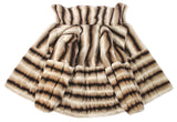 LARGE BEIGE BROWN STRIPED REX RABBIT FUR COAT, JACKET - from THE REAL FUR DEAL & DAVID APPEL FURS new and pre-owned online fur store!