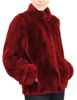 RED SHEARED BEAVER FUR JACKET/VEST - REMOVABLE KNIT BEAVER SLEEVES! - from THE REAL FUR DEAL & DAVID APPEL FURS new and pre-owned online fur store!