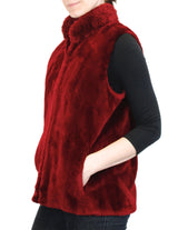 RED SHEARED BEAVER FUR JACKET/VEST - REMOVABLE KNIT BEAVER SLEEVES! - from THE REAL FUR DEAL & DAVID APPEL FURS new and pre-owned online fur store!