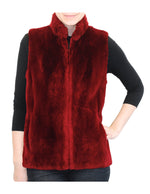 RED SHEARED BEAVER FUR JACKET/VEST - REMOVABLE KNIT BEAVER SLEEVES! - from THE REAL FUR DEAL & DAVID APPEL FURS new and pre-owned online fur store!