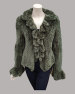 Vintage Green-Dyed Knitted Beaver Fur Sweater -M