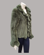 Vintage Green-Dyed Knitted Beaver Fur Sweater -M