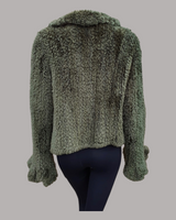 Vintage Green-Dyed Knitted Beaver Fur Sweater -M
