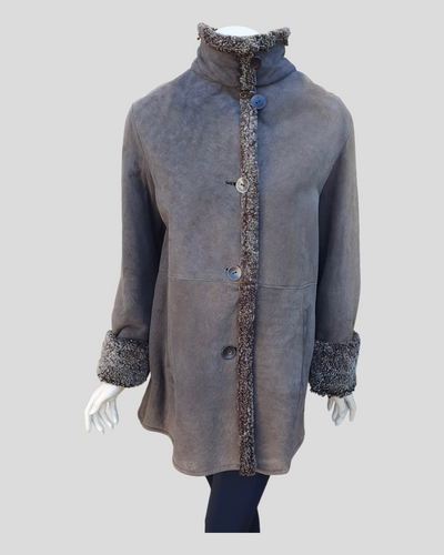 Distressed Spanish Merino Shearling Jacket - popped collar