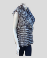 Silver Reversible Fox Fur and Mink Fur Vest - side view