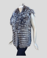 Silver Reversible Fox Fur and Mink Fur Vest - side view