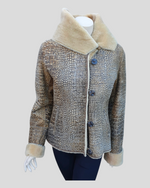 Reversible Golden Croc Stenciled Shearling Jacket