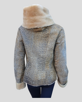 Reversible Golden Croc Stenciled Shearling Jacket - back view