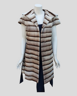 Vintage Two-Toned Brown Horizontal Micro-Sheared Mink Fur Hooded Vest -M/S  (Never Been Worn!)