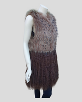 Brown-Dyed Finnish Raccoon and Mongolian Lamb Tunik - side view