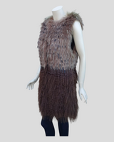 Brown-Dyed Finnish Raccoon and Mongolian Lamb Tunik - side view