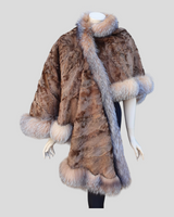 Camel Broadtail Paw Cape/Poncho w/ Crystal Fox Fur Trim