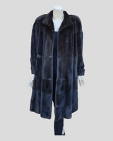 Vintage Dark Brown Sheared ⅞ Mink Fur Coat -M