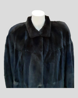 Vintage Dark Brown Sheared ⅞ Mink Fur Coat -M