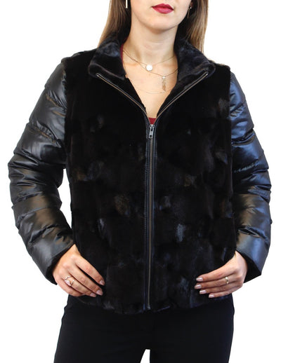 DARK BROWN SHEARED MINK FUR PUFF JACKET/VEST - REMOVABLE SLEEVES! - from THE REAL FUR DEAL & DAVID APPEL FURS new and pre-owned online fur store!