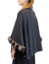 Reversible Cashmere Cape/Poncho w/ Brown Chinchilla Fur Trim