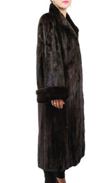 PRE-OWNED MEDIUM NATURAL DARK MAHOGANY MINK FUR COAT LONG, FULLY LET OUT! - from THE REAL FUR DEAL & DAVID APPEL FURS new and pre-owned online fur store!