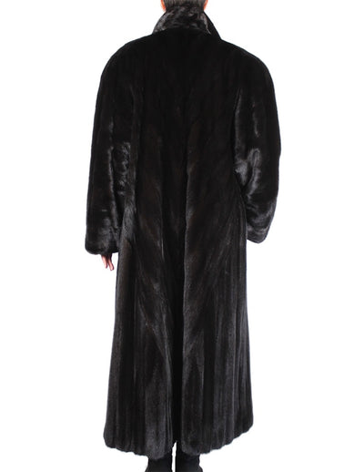 PRE-OWNED XL LONG DARK MINK FUR COAT - WITH STUNNING, DIAGONALLY WORKED FUR! - from THE REAL FUR DEAL & DAVID APPEL FURS new and pre-owned online fur store!