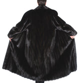 PRE-OWNED XL LONG DARK MINK FUR COAT - WITH STUNNING, DIAGONALLY WORKED FUR! - from THE REAL FUR DEAL & DAVID APPEL FURS new and pre-owned online fur store!
