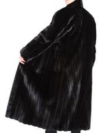 PRE-OWNED XL LONG DARK MINK FUR COAT - WITH STUNNING, DIAGONALLY WORKED FUR! - from THE REAL FUR DEAL & DAVID APPEL FURS new and pre-owned online fur store!