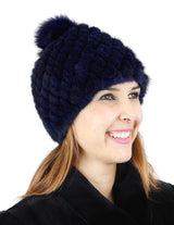 KNITTED MINK FUR & FOX FUR POM-POM BEANIE, HAT - from THE REAL FUR DEAL & DAVID APPEL FURS new and pre-owned online fur store!