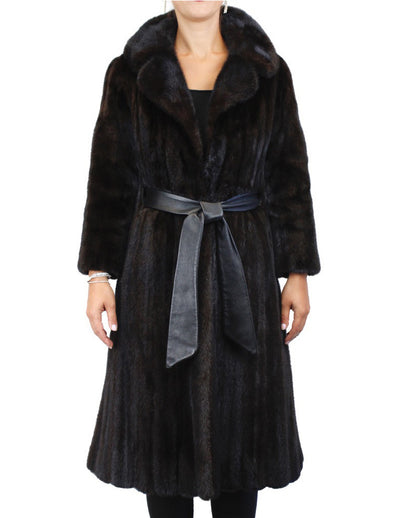 PRE-OWNED SMALL NATURAL DARK RANCH MINK FUR FULLY LET OUT FITTED COAT! - from THE REAL FUR DEAL & DAVID APPEL FURS new and pre-owned online fur store!