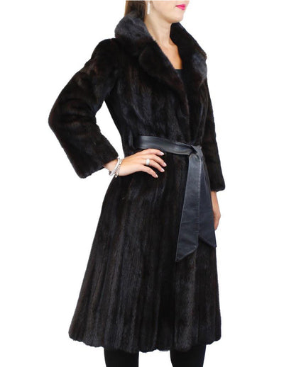 PRE-OWNED SMALL NATURAL DARK RANCH MINK FUR FULLY LET OUT FITTED COAT! - from THE REAL FUR DEAL & DAVID APPEL FURS new and pre-owned online fur store!