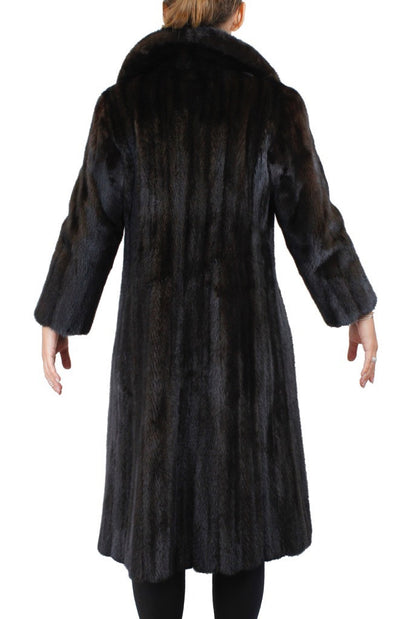 PRE-OWNED SMALL NATURAL DARK RANCH MINK FUR FULLY LET OUT FITTED COAT! - from THE REAL FUR DEAL & DAVID APPEL FURS new and pre-owned online fur store!