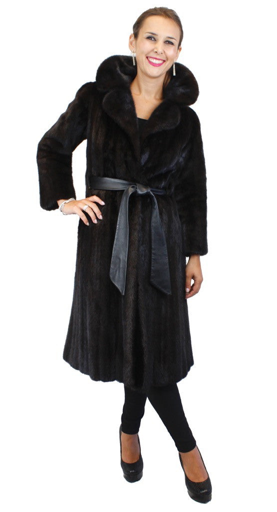 Dark Ranch Black Mink Fur Coat Jacket M No Monogram Unique Design