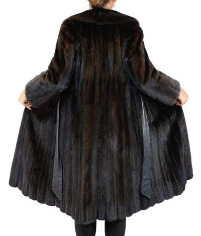 PRE-OWNED SMALL NATURAL DARK RANCH MINK FUR FULLY LET OUT FITTED COAT! - from THE REAL FUR DEAL & DAVID APPEL FURS new and pre-owned online fur store!