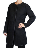 Black Merino Shearling Lamb fur coat from Di Bello