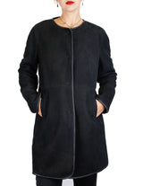 Black Merino Shearling Lamb fur coat from Di Bello